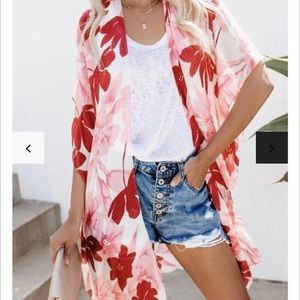NWOT Vici Collection Partial To Pink Floral Kimono